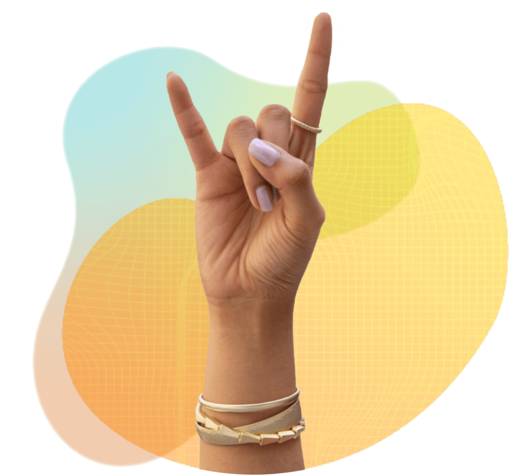 Hand in a hook'em gesture